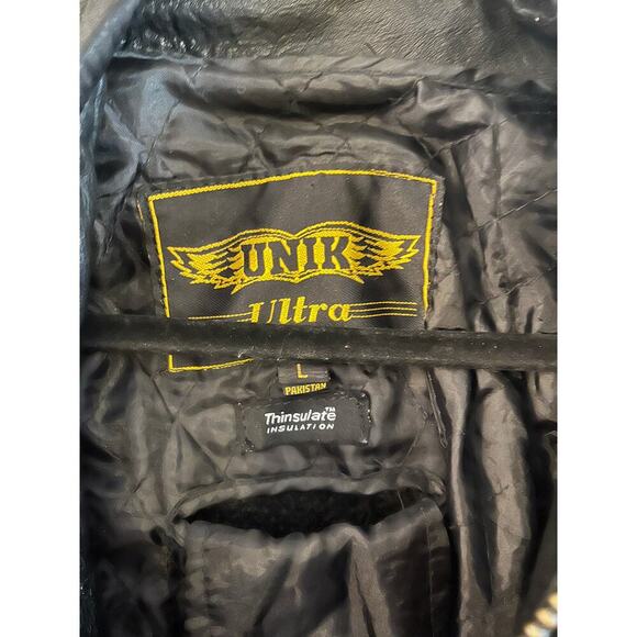 VTG UNIK Ultra Genuine Leather Men's Motorcycle Jacket Coat Zip Out Liner Large - Picture 5 of 10